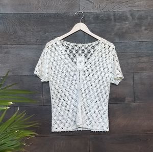 Vintage short sleeve crocheted cardigan